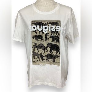 Desigual Wild Animal Patch Beaded Logo Shirt white safari elephant